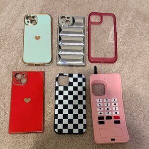 Stylish Phone Case Set - Red, Pink, Green, Silver, Black & White